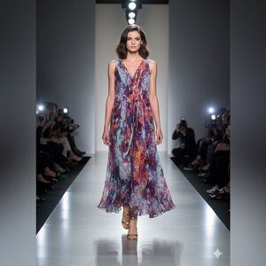Vivienne Tam Multicolor Floral Maxi Dress